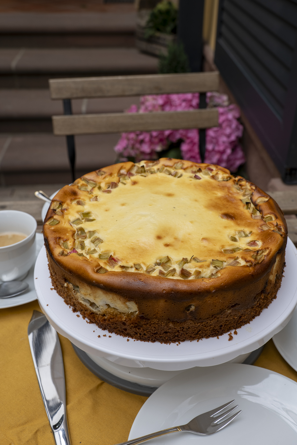 Käsekuchen mit Rhabarber. Eine leckere süß-saure Erfrischung.